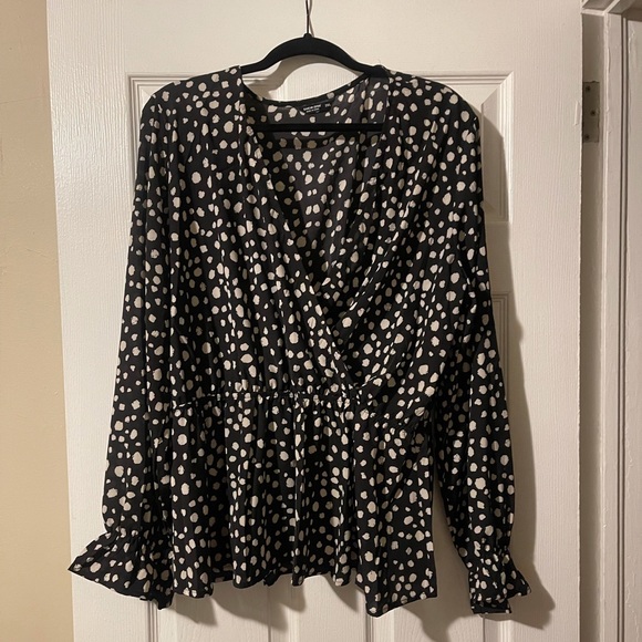Shein Flounce Sleeve Allover Print Peplum Top Sz2X - Picture 5 of 9